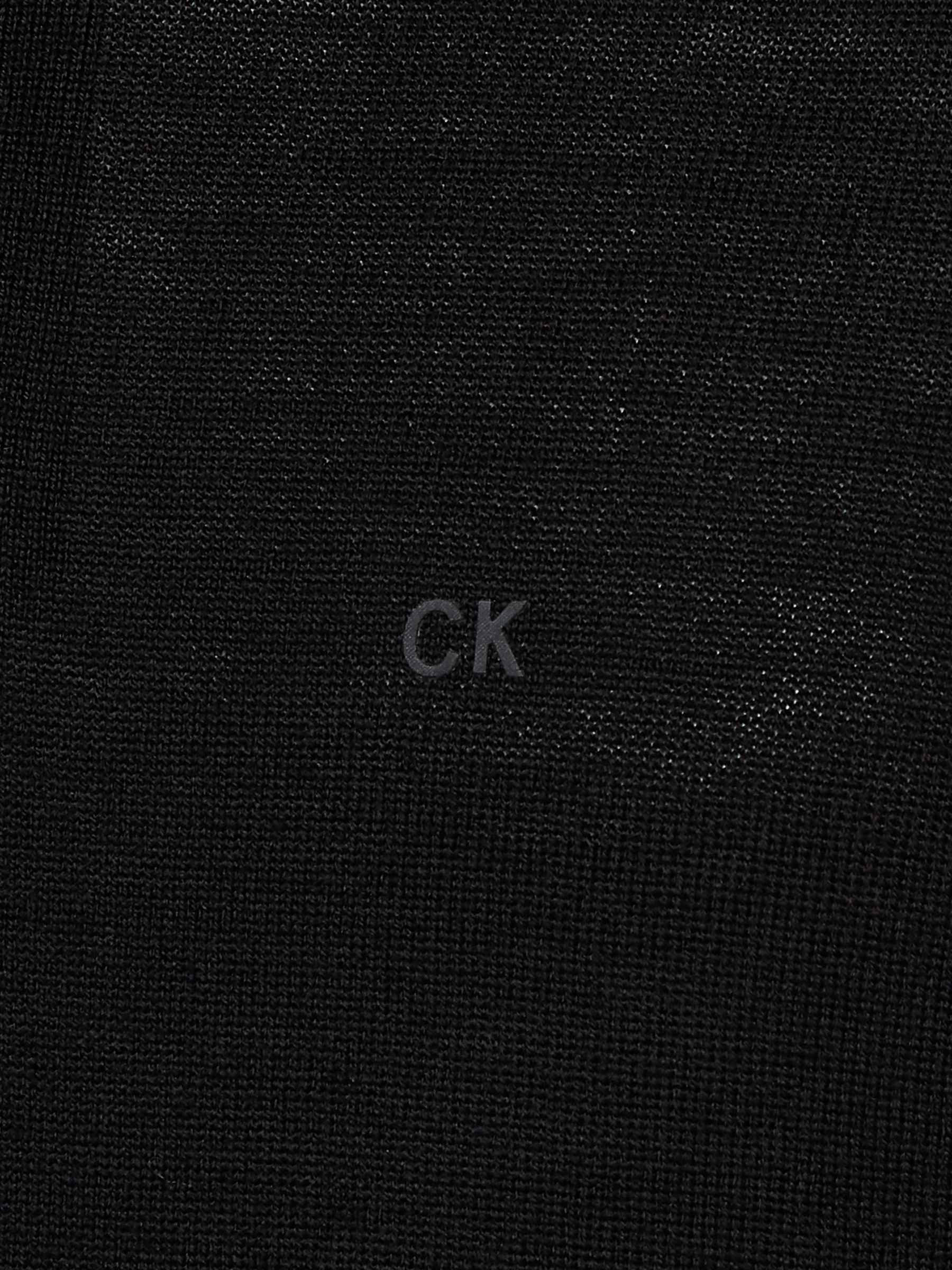 Calvin Klein Superior Wool Quarter Zip Jumper, Black, XS
