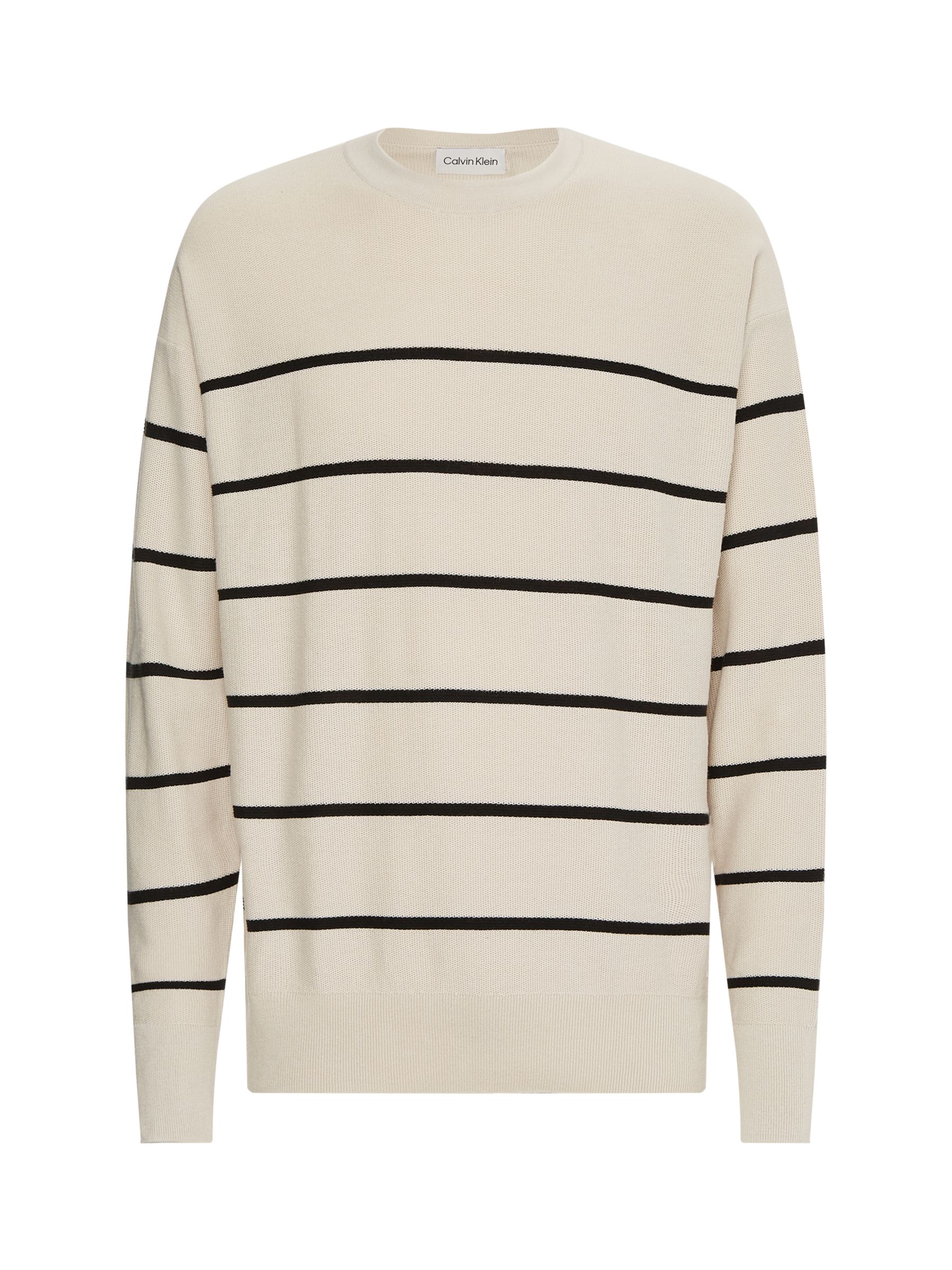 Calvin Klein Modern Stripe Cotton Sweatshirt, Stony Beige