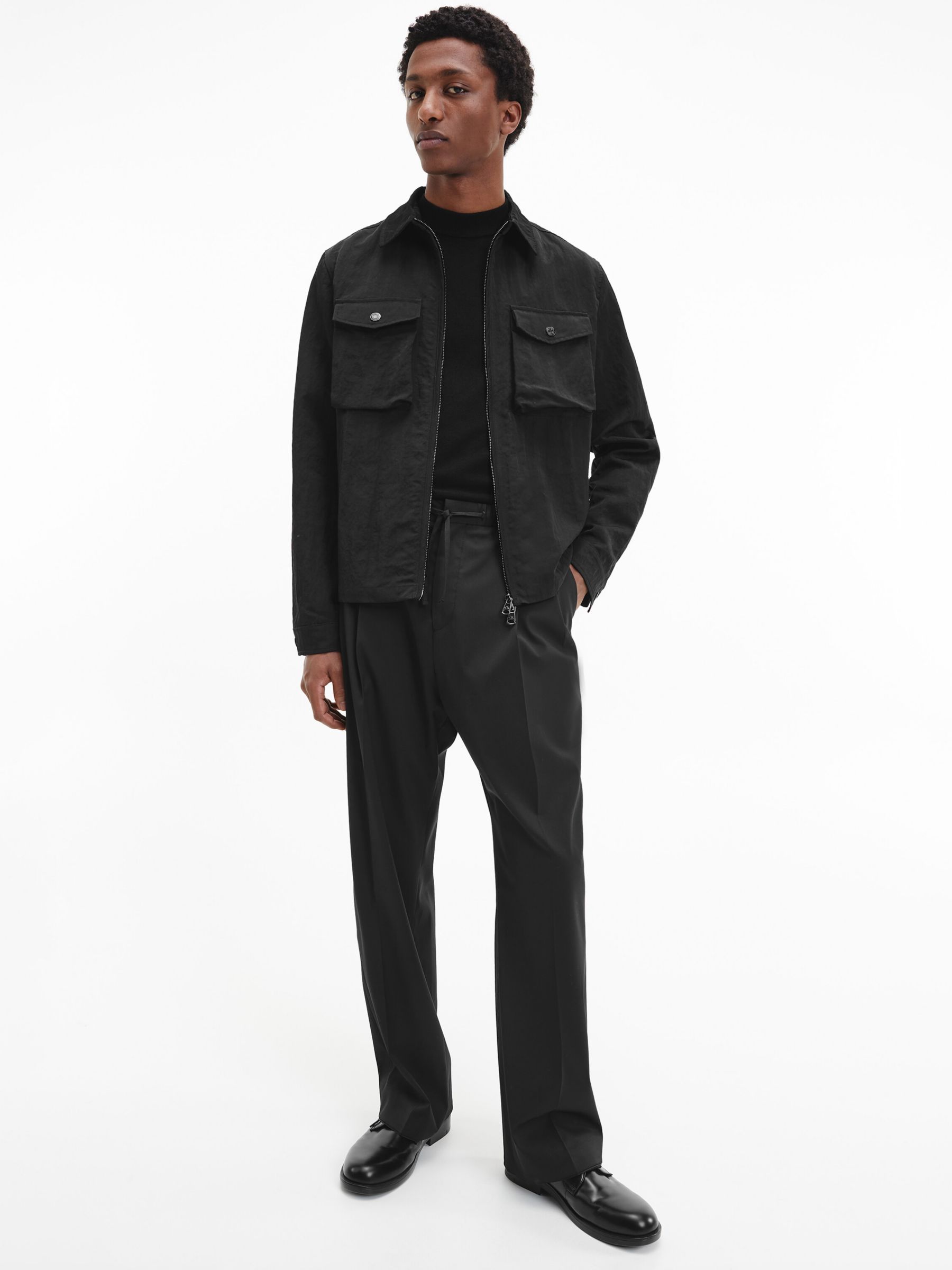Calvin Klein Crinkle Nylon Jacket, CK Black at John Lewis & Partners