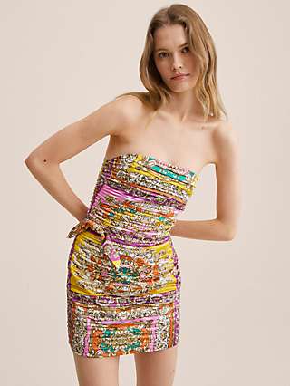 Mango Donna Printed Bandeau Mini Dress, Multi