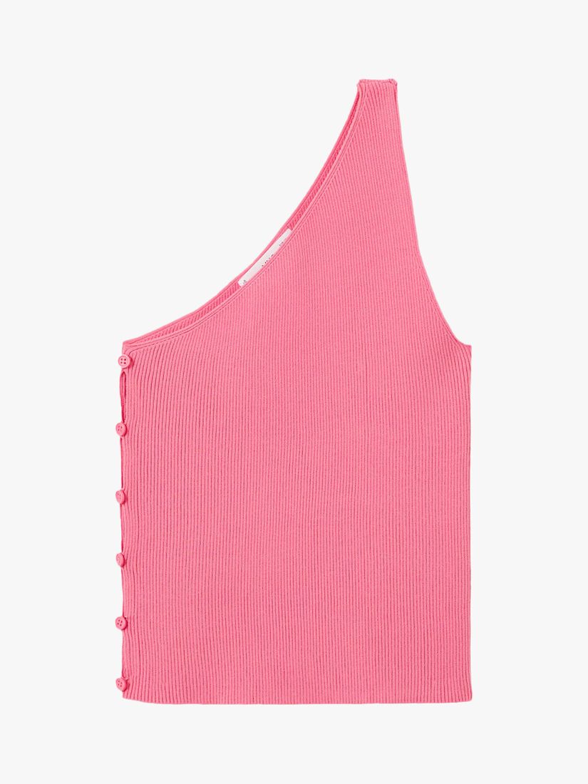 One Shoulder Rib Top Pink