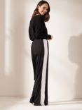 Truly Side Stripe Wide Leg Joggers, Black