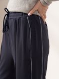 Truly Side Stripe Wide Leg Joggers, French Navy