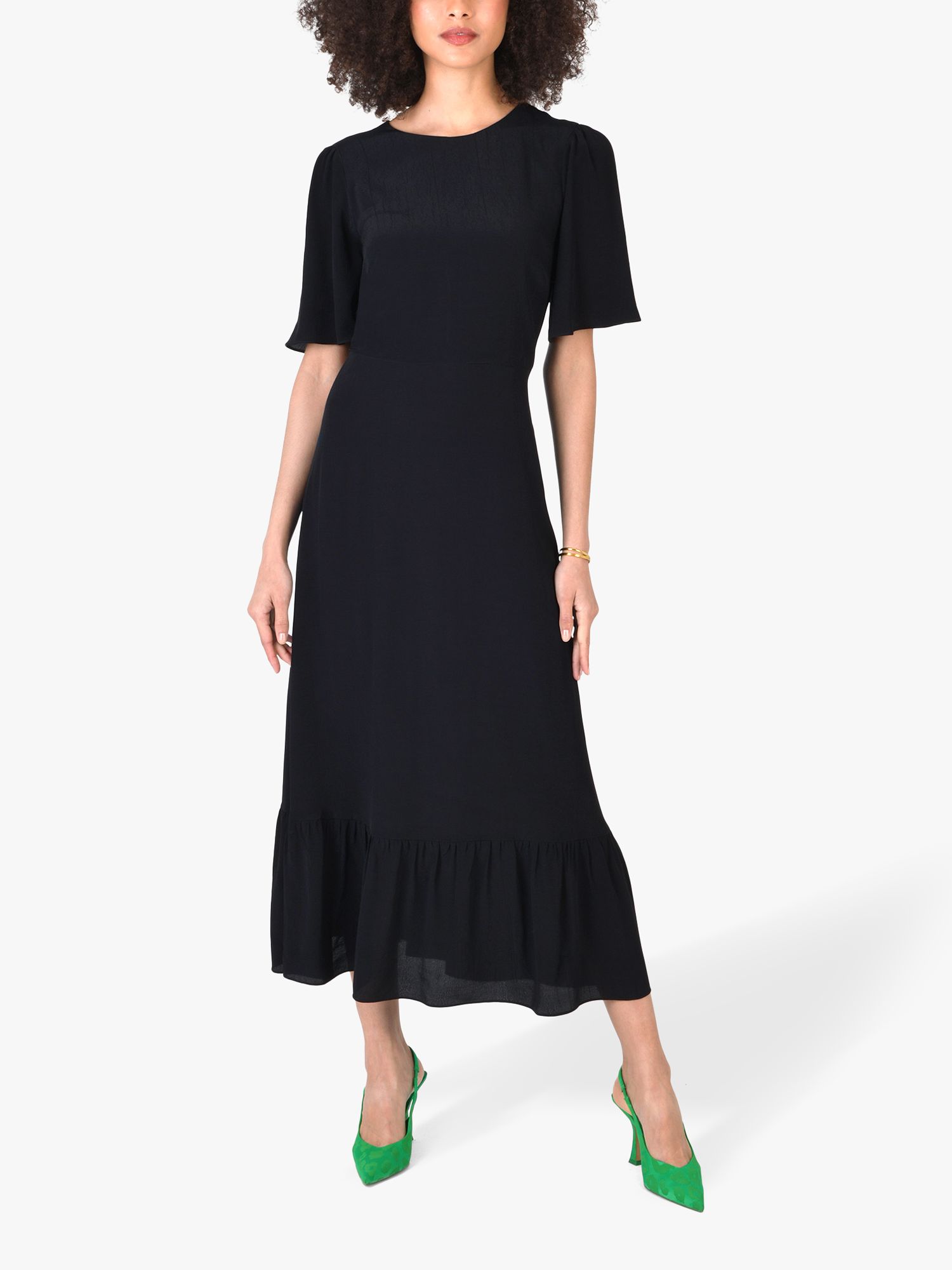 Ro&Zo Angel Sleeve Midi Dress, Black, 6