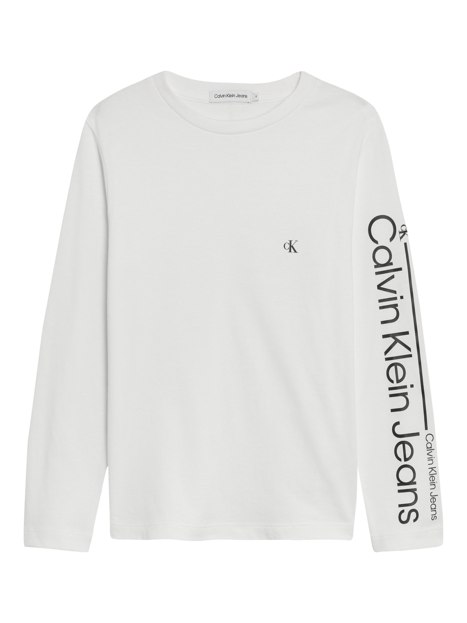 Calvin Klein Kids' Institutional Logo Long Sleeve T-Shirt, Bright White ...