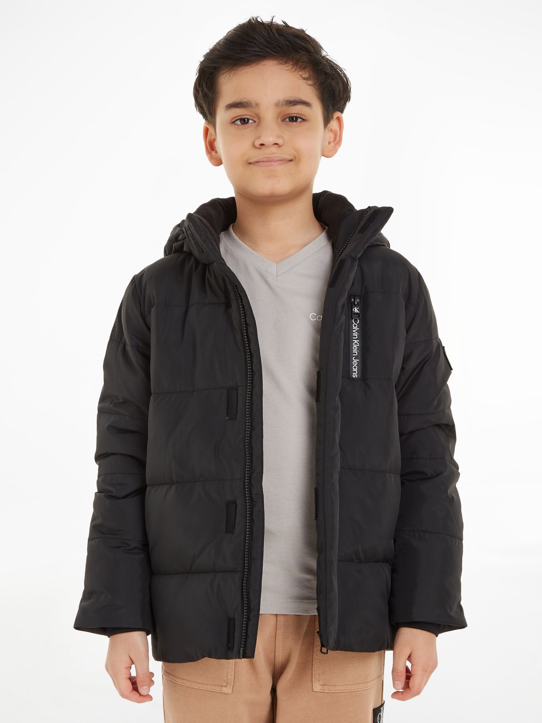 Calvin Klein Jeans Kids' Essential Down Puffer Jacket, CK Black at John ...