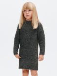 John Lewis Kids' Plain Boucle Yarn Jumper Dress, Charcoal