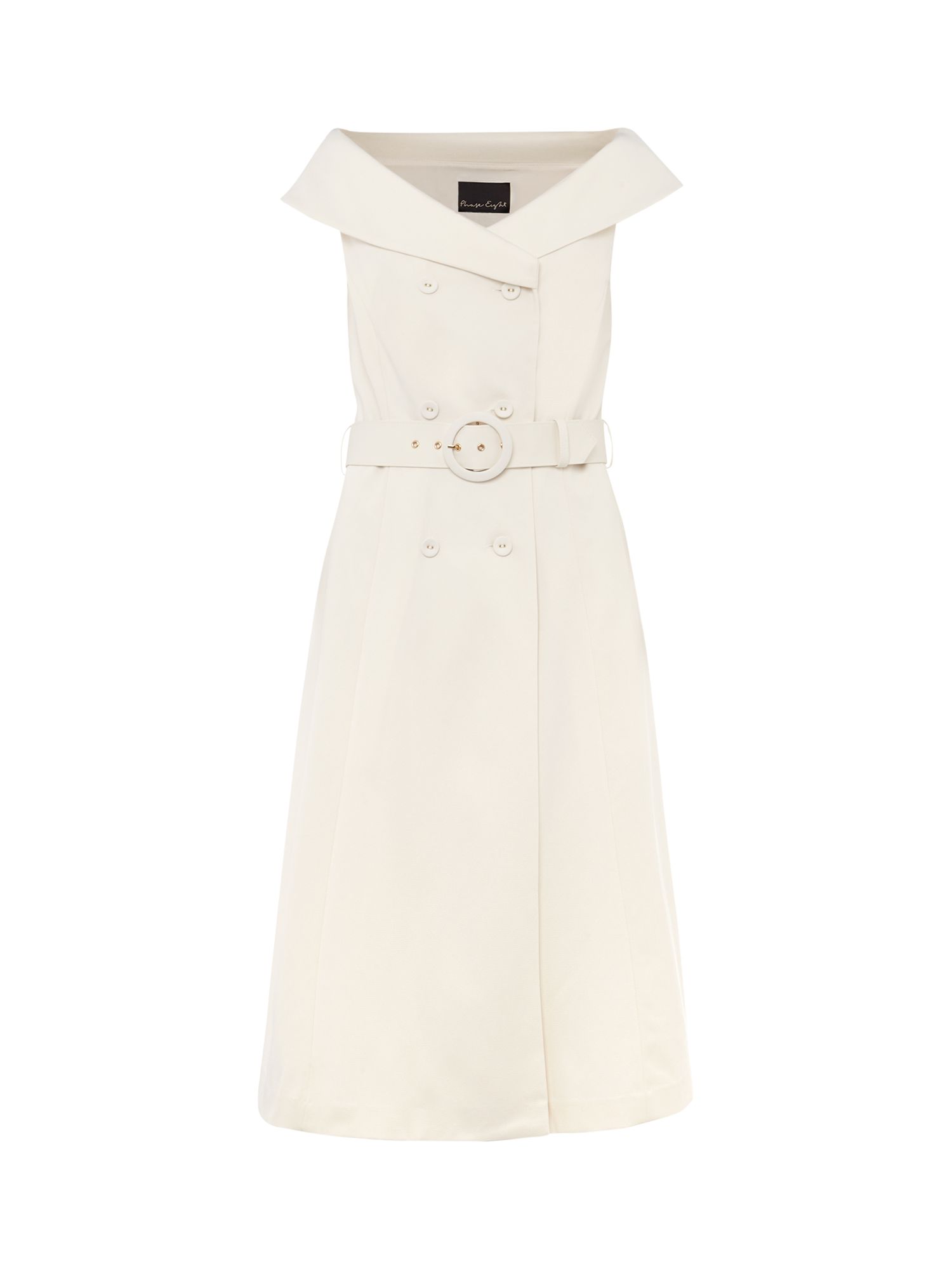 Phase Eight Felicity Belted Midi Dress, Cream at John Lewis & Partners