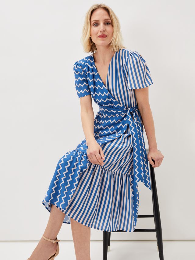 Stripe wrap shop midi dress