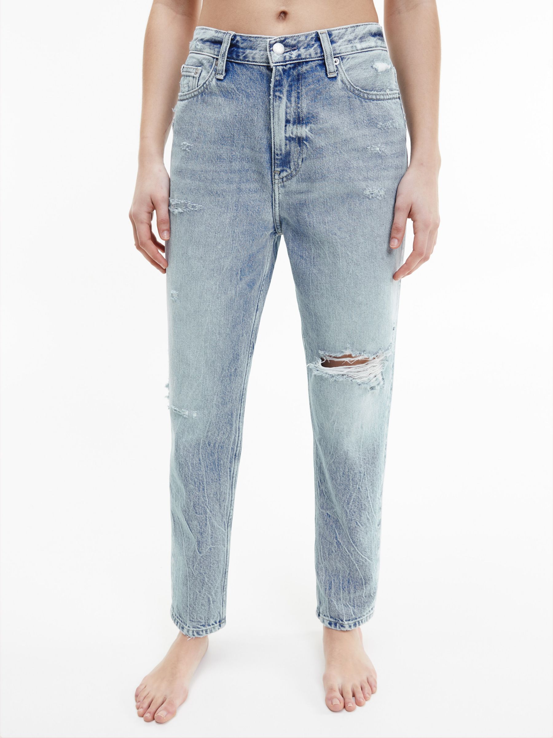 Calvin Klein Jeans Mom Slim Jeans, Denim Medium at John Lewis & Partners