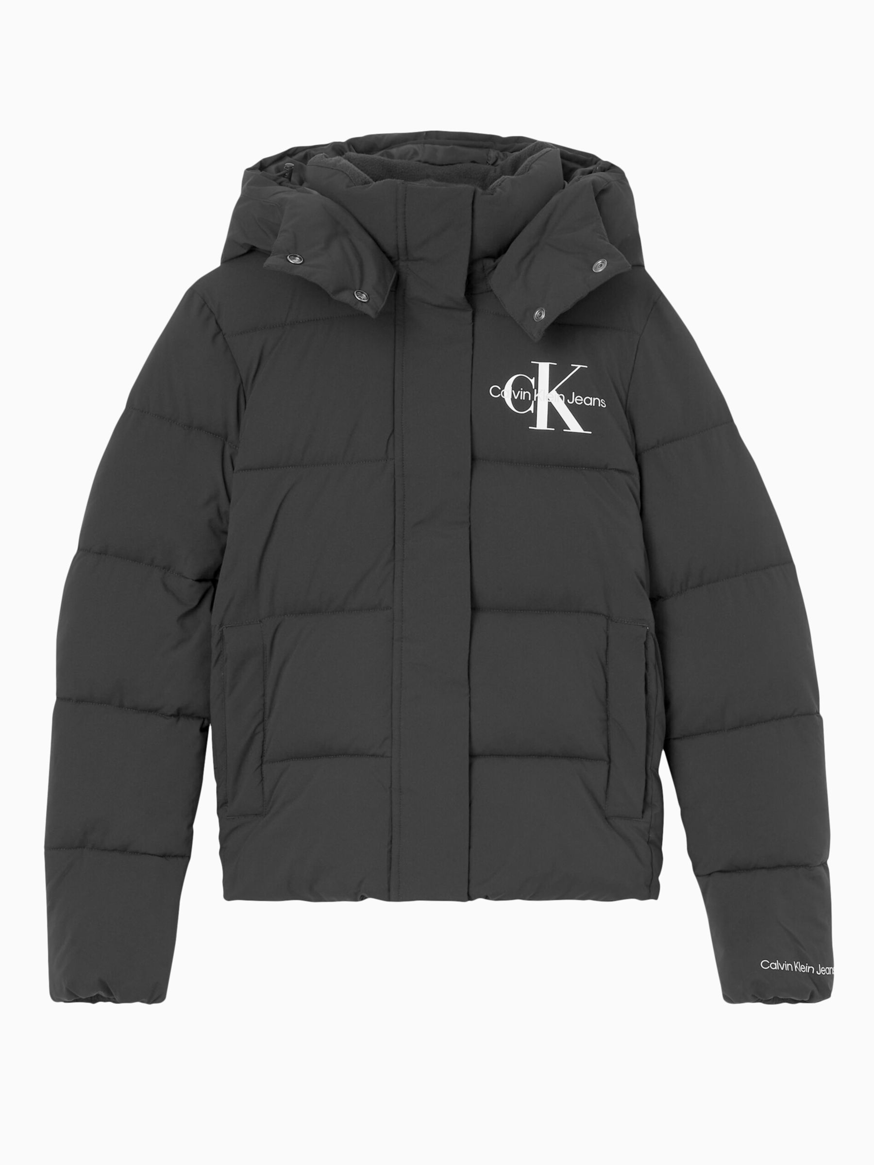 Calvin Klein Logo Puffer Jacket, CK Black at John Lewis & Partners