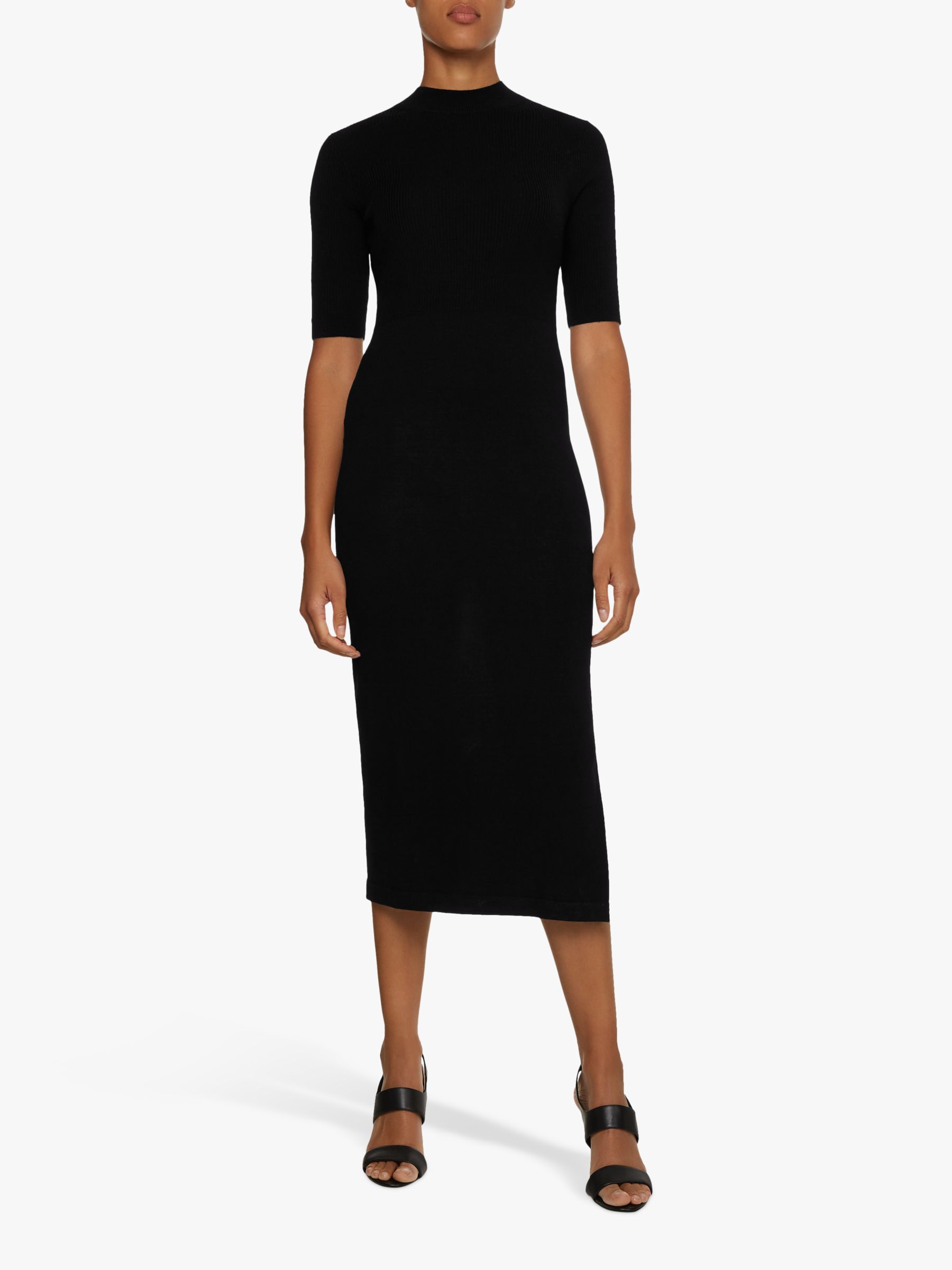 Calvin Klein Essential Merino Midi Dress, CK Black at John Lewis & Partners