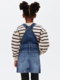 John Lewis Bib & Brace Denim Pinafore Dress, Mid Wash, Mid Wash