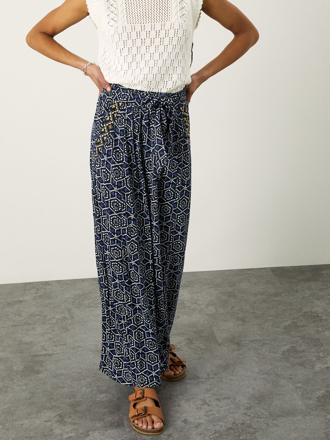 Monsoon Geometric Print Maxi Skirt, Blue at John Lewis & Partners