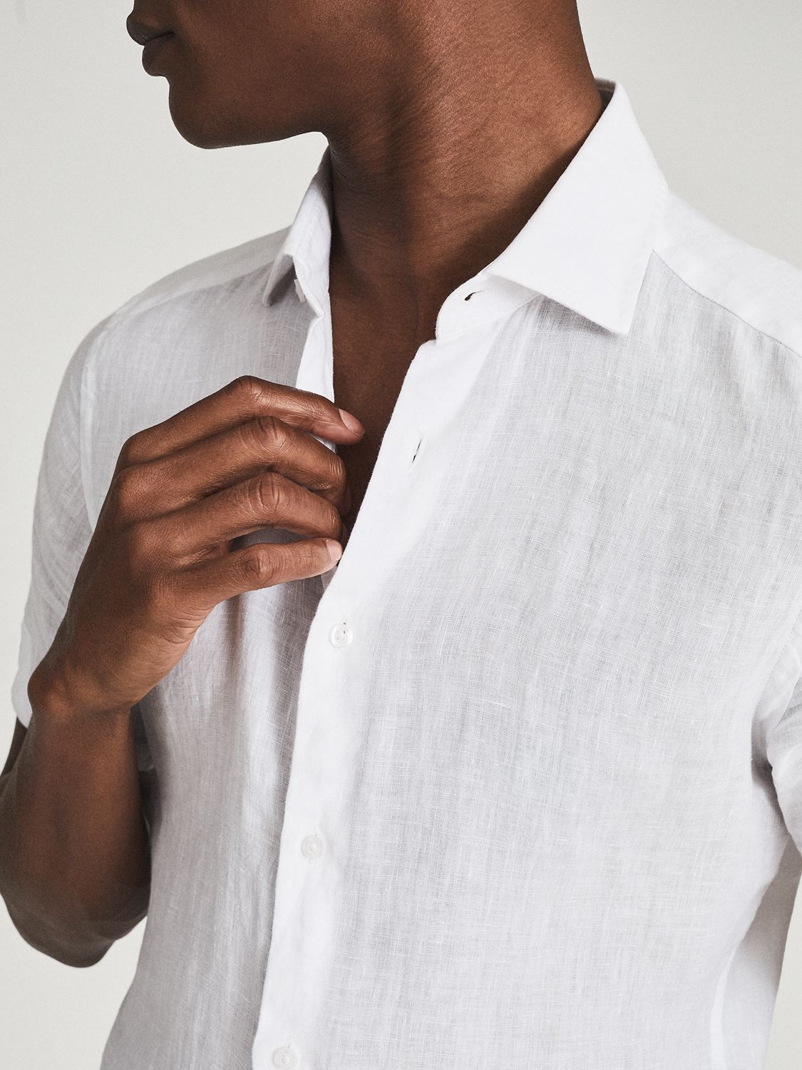 Reiss Holiday Linen Regular Fit Shirt, White, XS