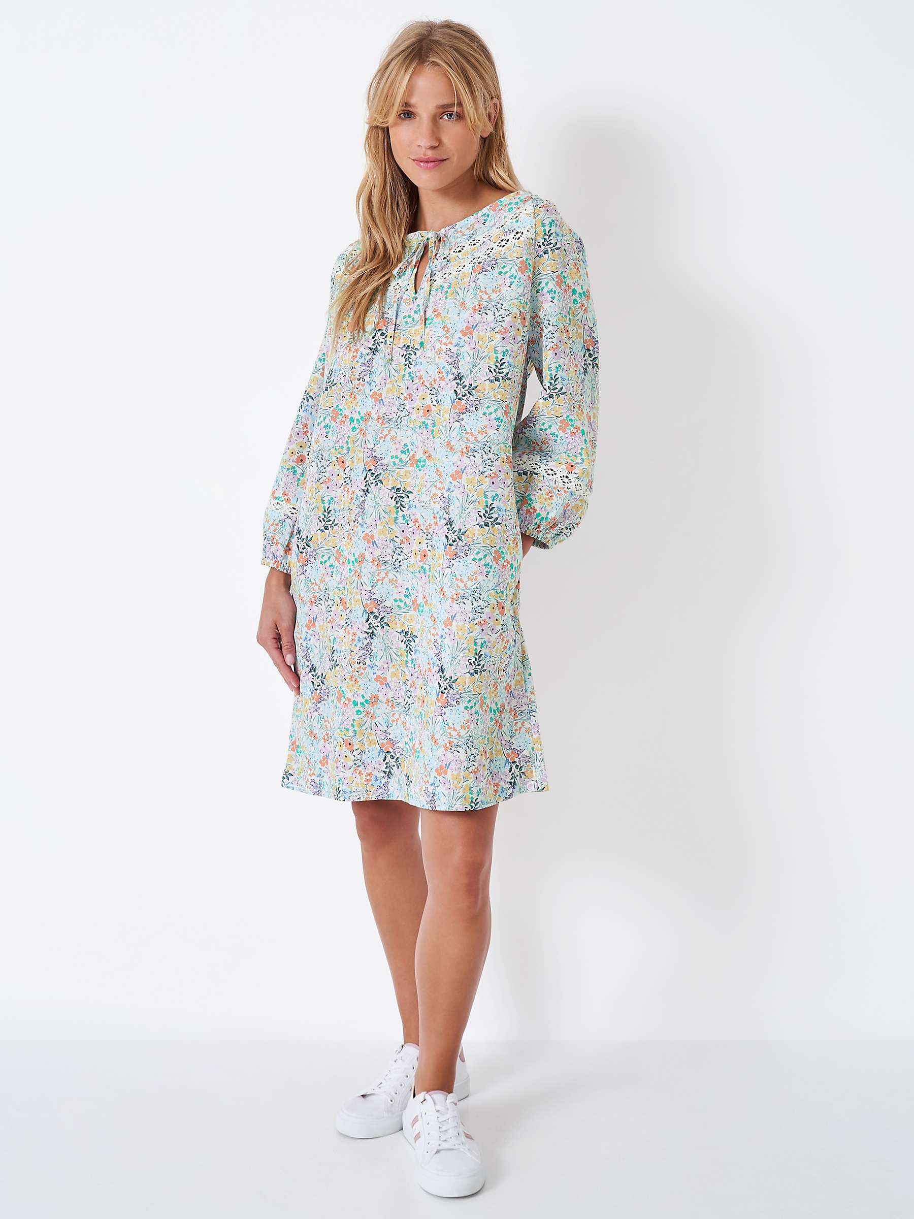 Buy Crew Clothing Linen Blend Floral Tunic Dress, Blue/Multi Online at johnlewis.com
