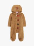 John Lewis Baby Gingerbread Hooded Onesie, Multi