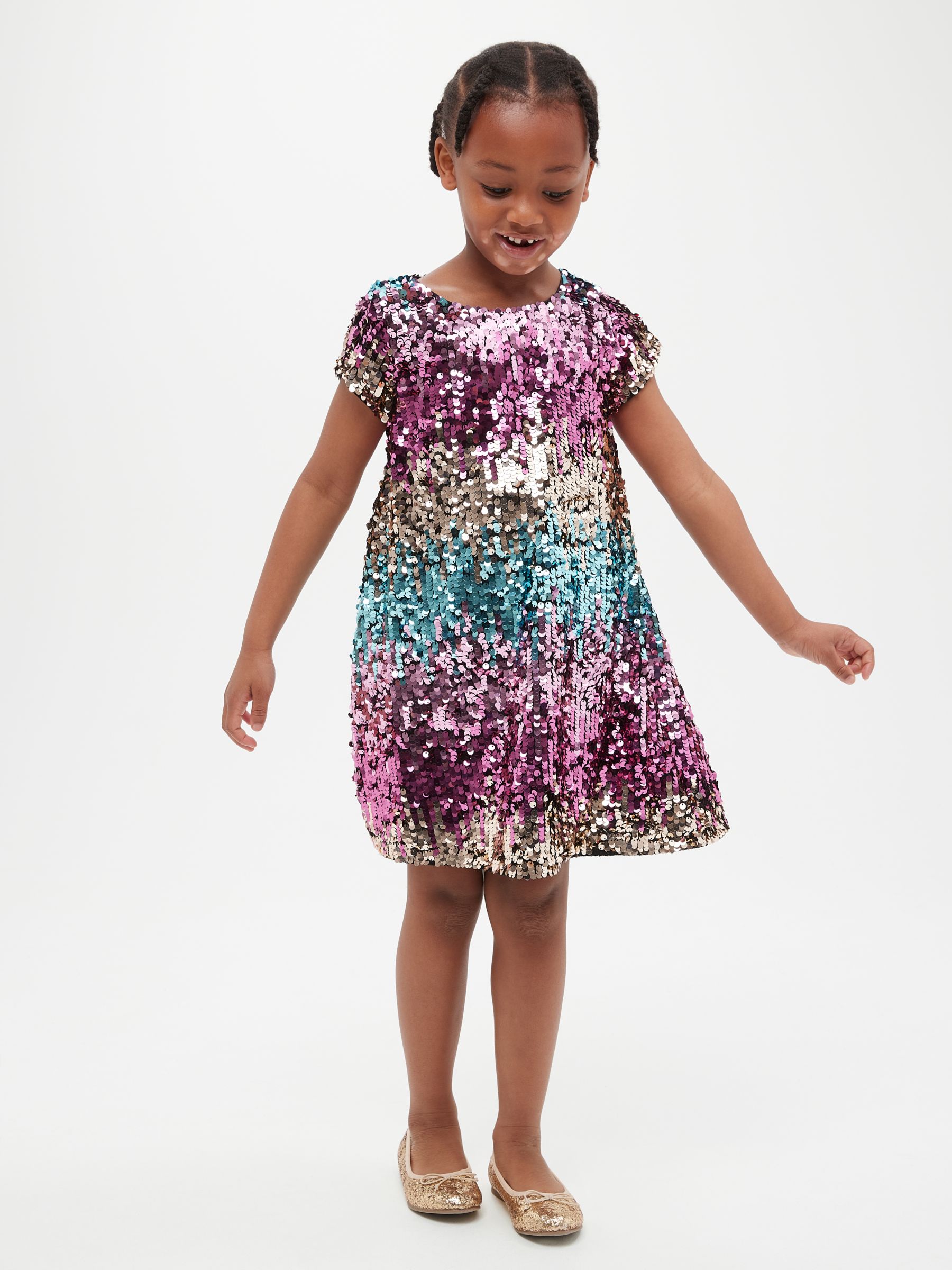 John Lewis Kids' Ombre Sequin Dress, Multi, 3 years