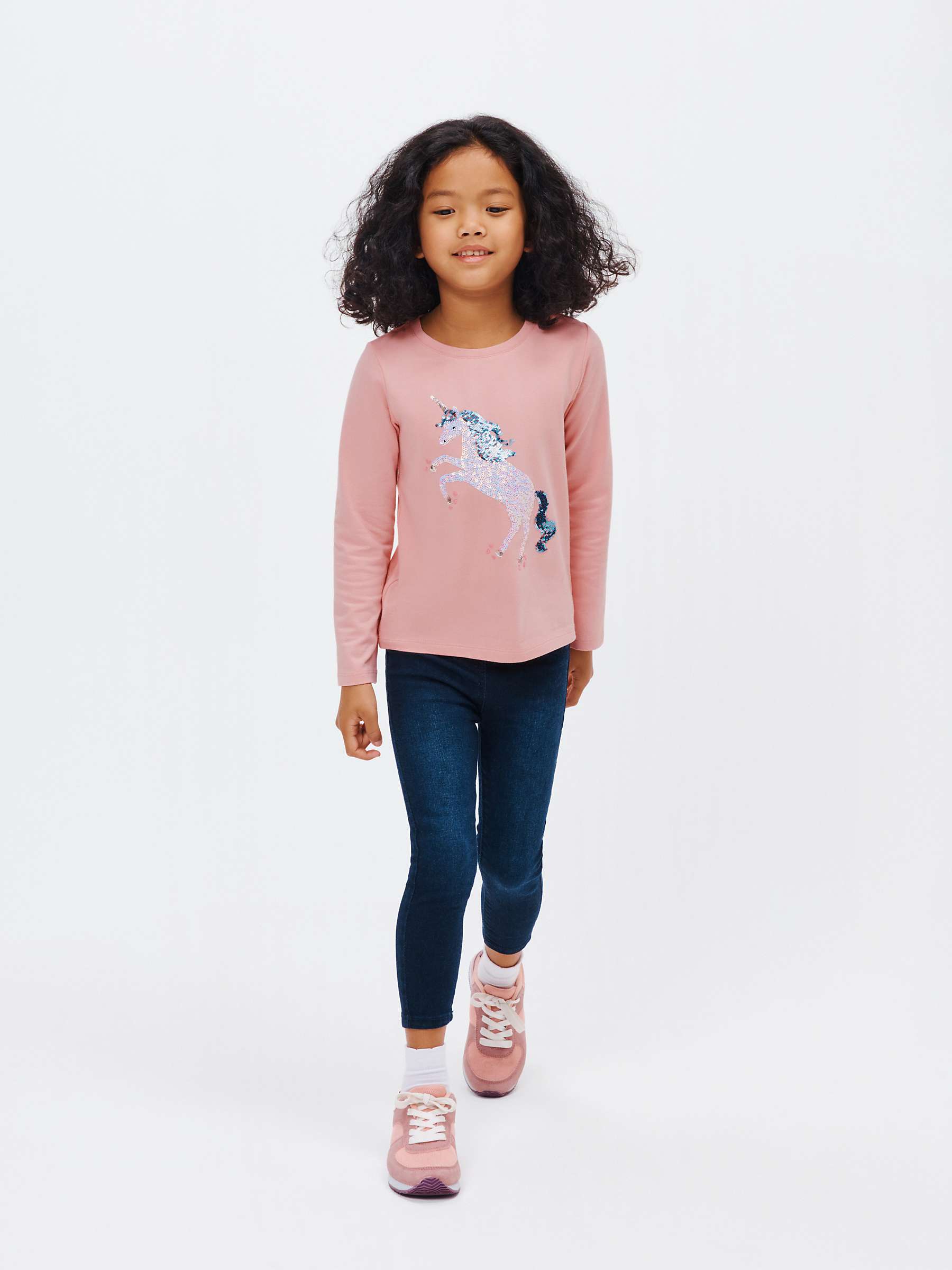 Buy John Lewis Kids' Sequin Unicorn Long Sleeve Jersey Top, Mid Pink Online at johnlewis.com
