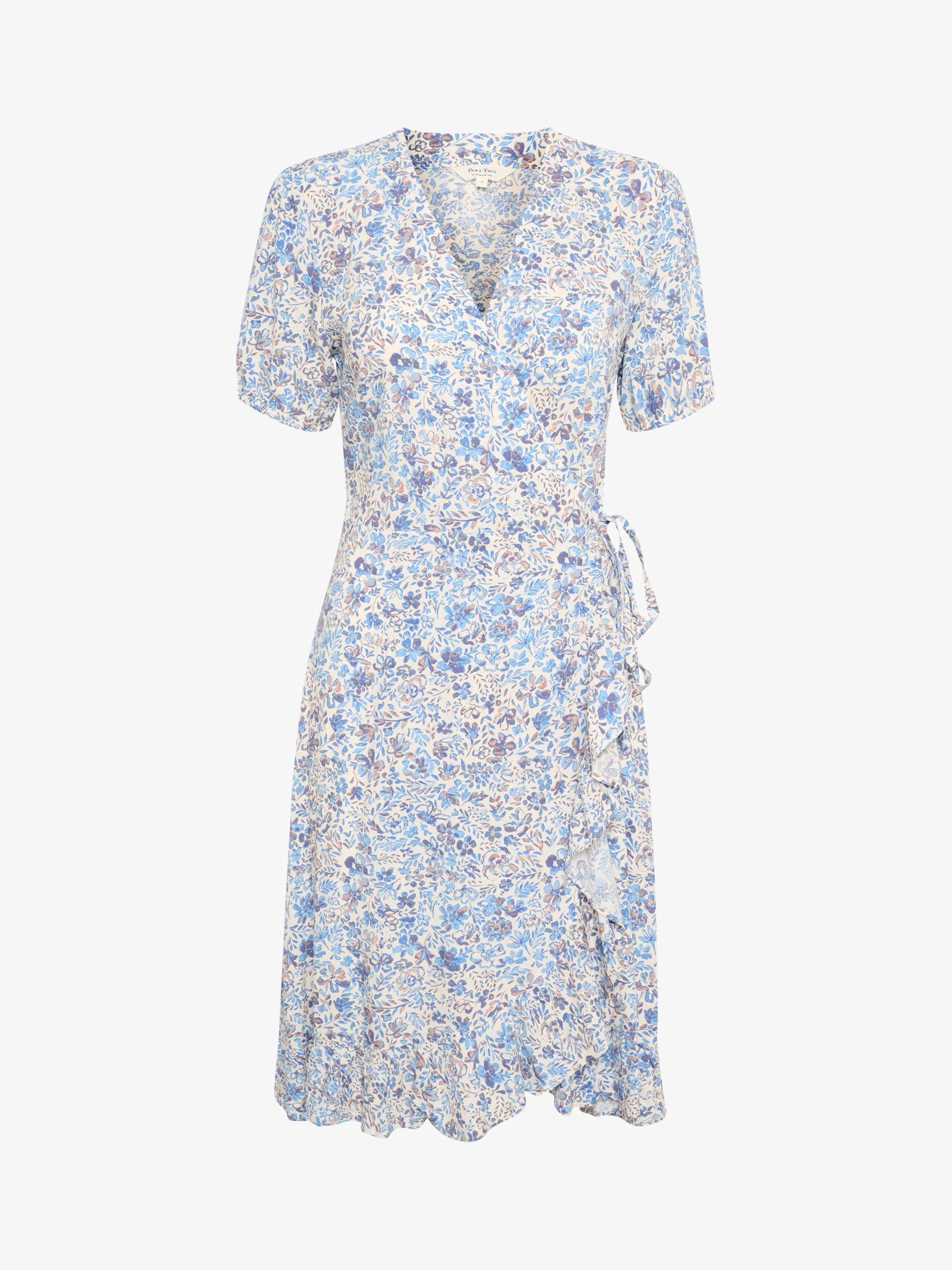 Part Two Claire Floral Wrap Dress, Blue at John Lewis & Partners