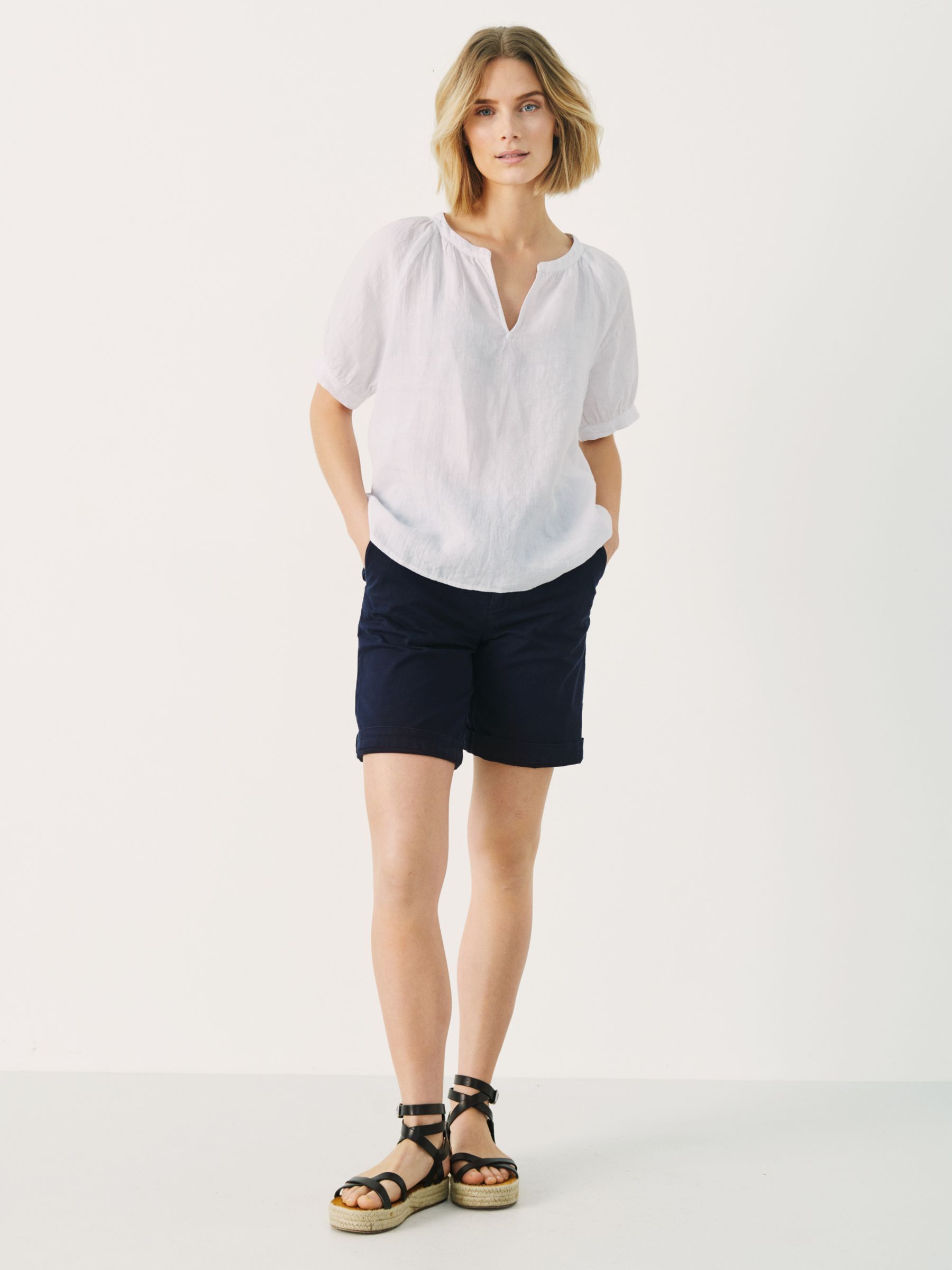 Part Two Popsy Linen Blouse, Bright White at John Lewis & Partners
