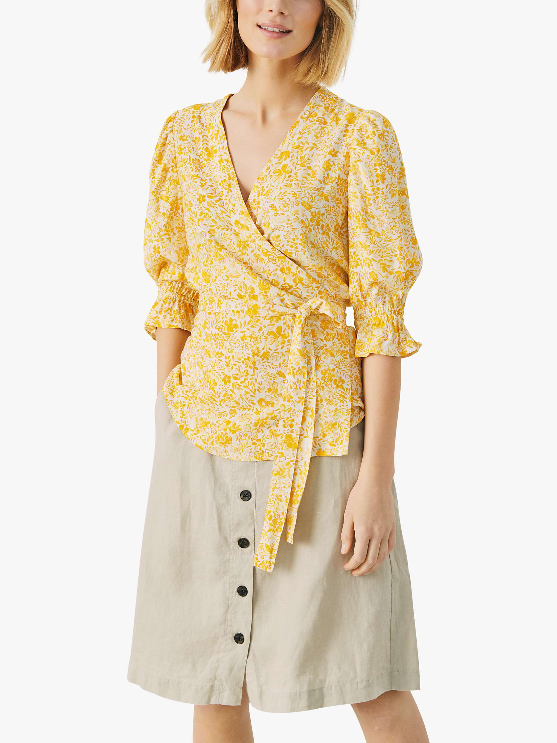 Buy Part Two Phea Floral Print Wrap Blouse, Yellow Online at johnlewis.com
