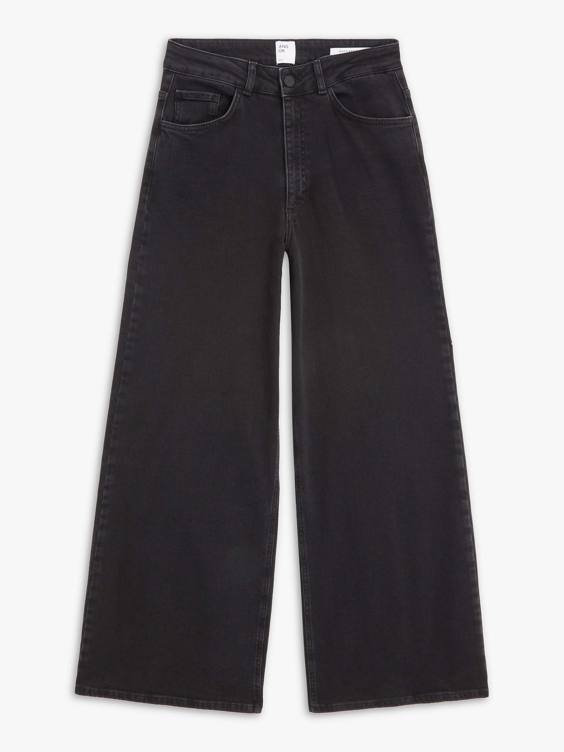 Buy AND/OR Westlake Wide Leg Jeans, Black Online at johnlewis.com