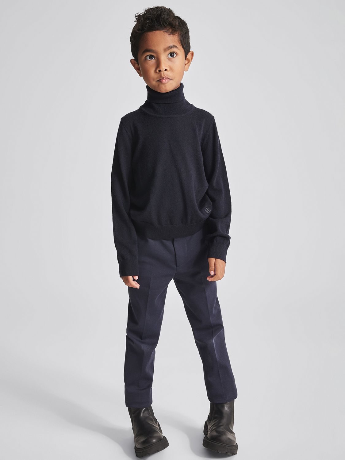 Reiss Kids' Eastbury Stretch Chino Trousers, Navy at John Lewis & Partners