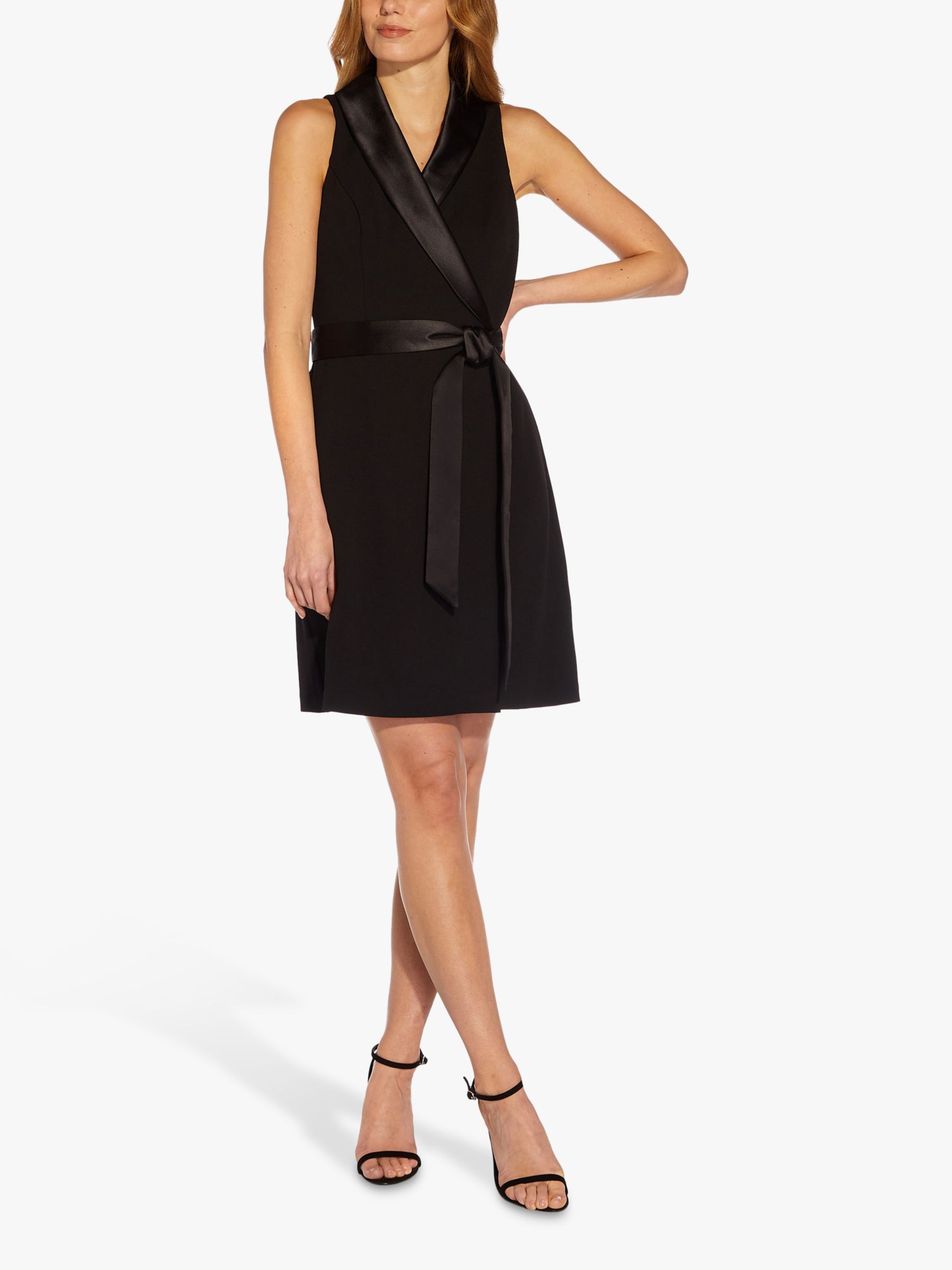 Buy Adrianna Papell Crepe Tuxedo Dress, Black Online at johnlewis.com