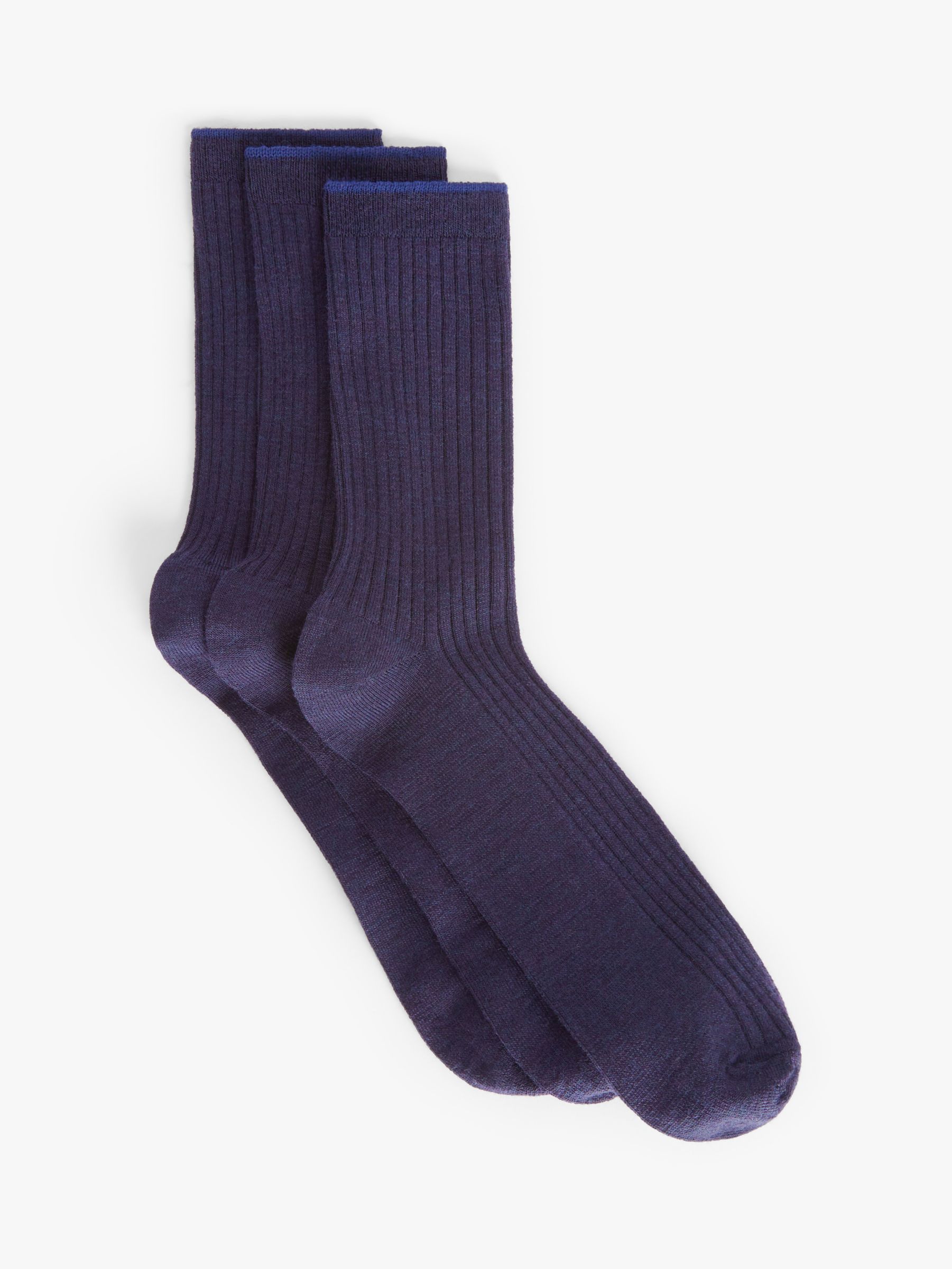 John Lewis Children's Wool Rich Socks, Pack of 3, Blue at John Lewis ...