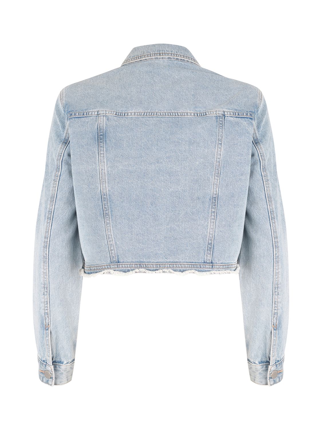 Mint Velvet Frayed Hem Cropped Denim Jacket, Light Blue at John Lewis ...