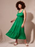 Mint Velvet Smocked Bodice Tiered Maxi Dress, Green
