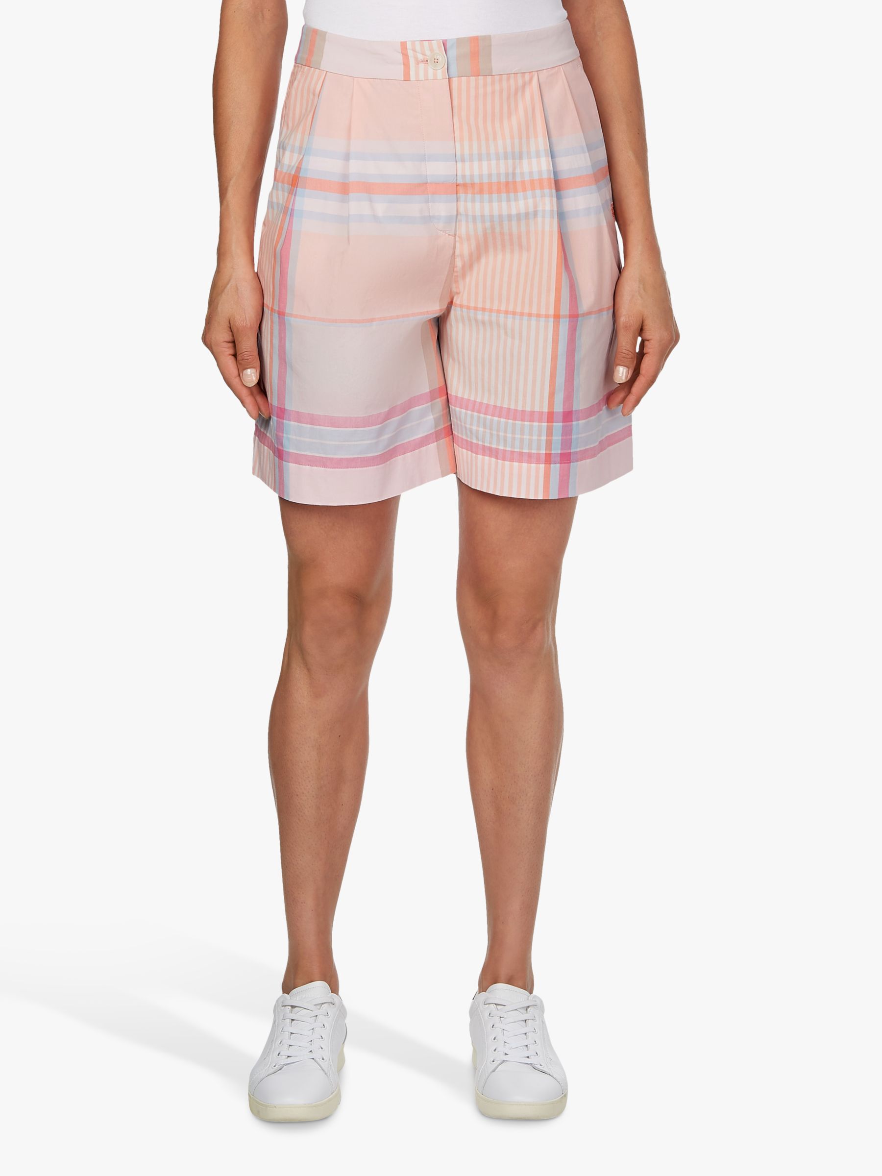 Tommy Hilfiger Madras Check Pleated Shorts, Sunset at John Lewis & Partners