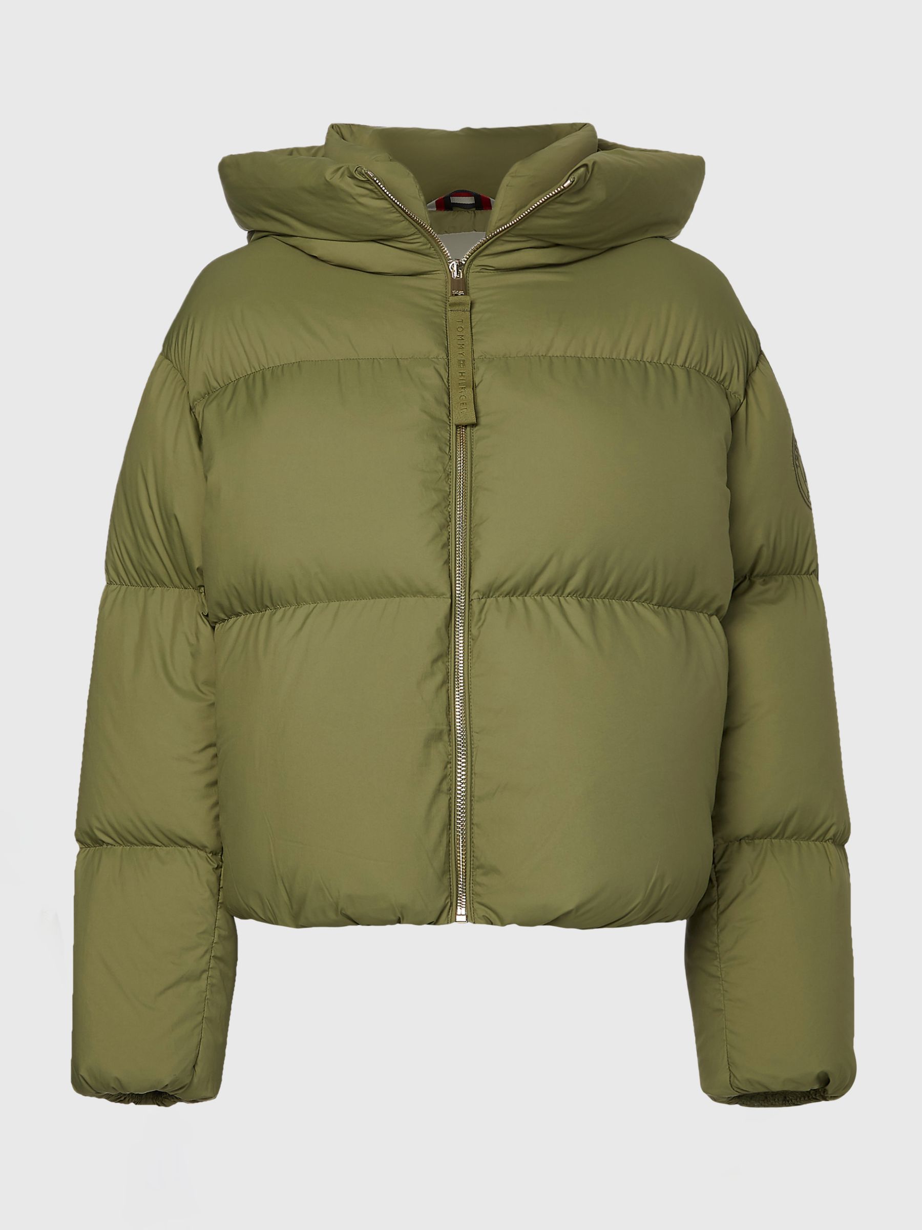 Tommy Hilfiger Down Quilted Puffer Jacket, Khaki at John Lewis & Partners