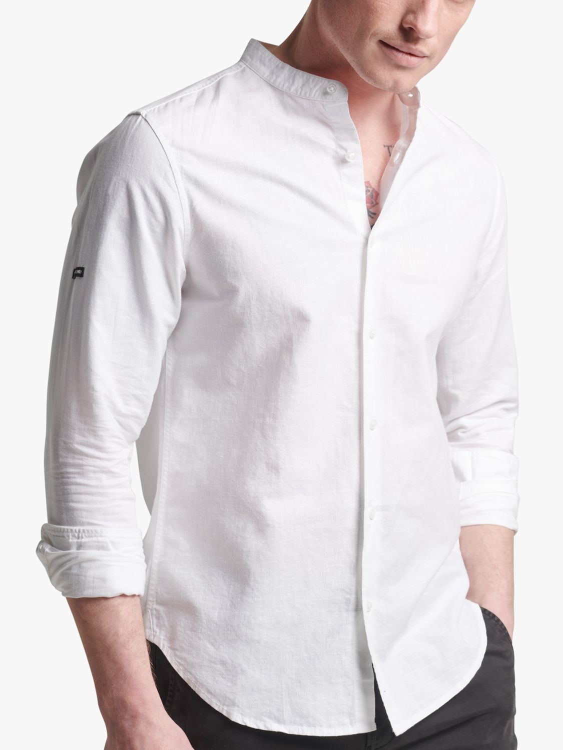 Mens Linen Shirt: OPTIC WHITE