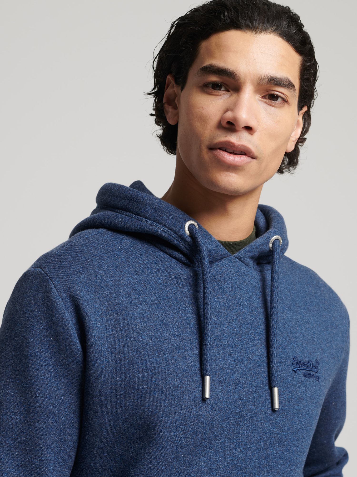 Superdry Vintage Logo Cotton Blend Hoodie, Bright Blue Marl, S