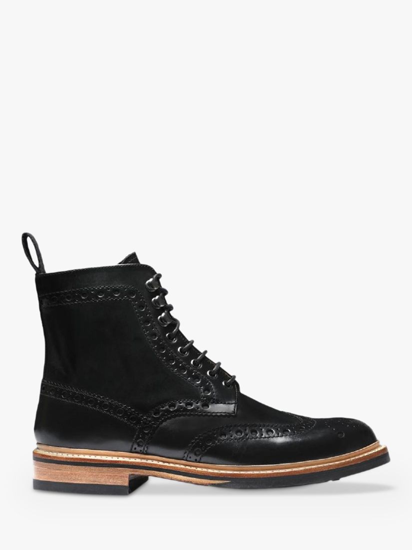 Grenson Fred Leather Brogue Boots, Black, 7