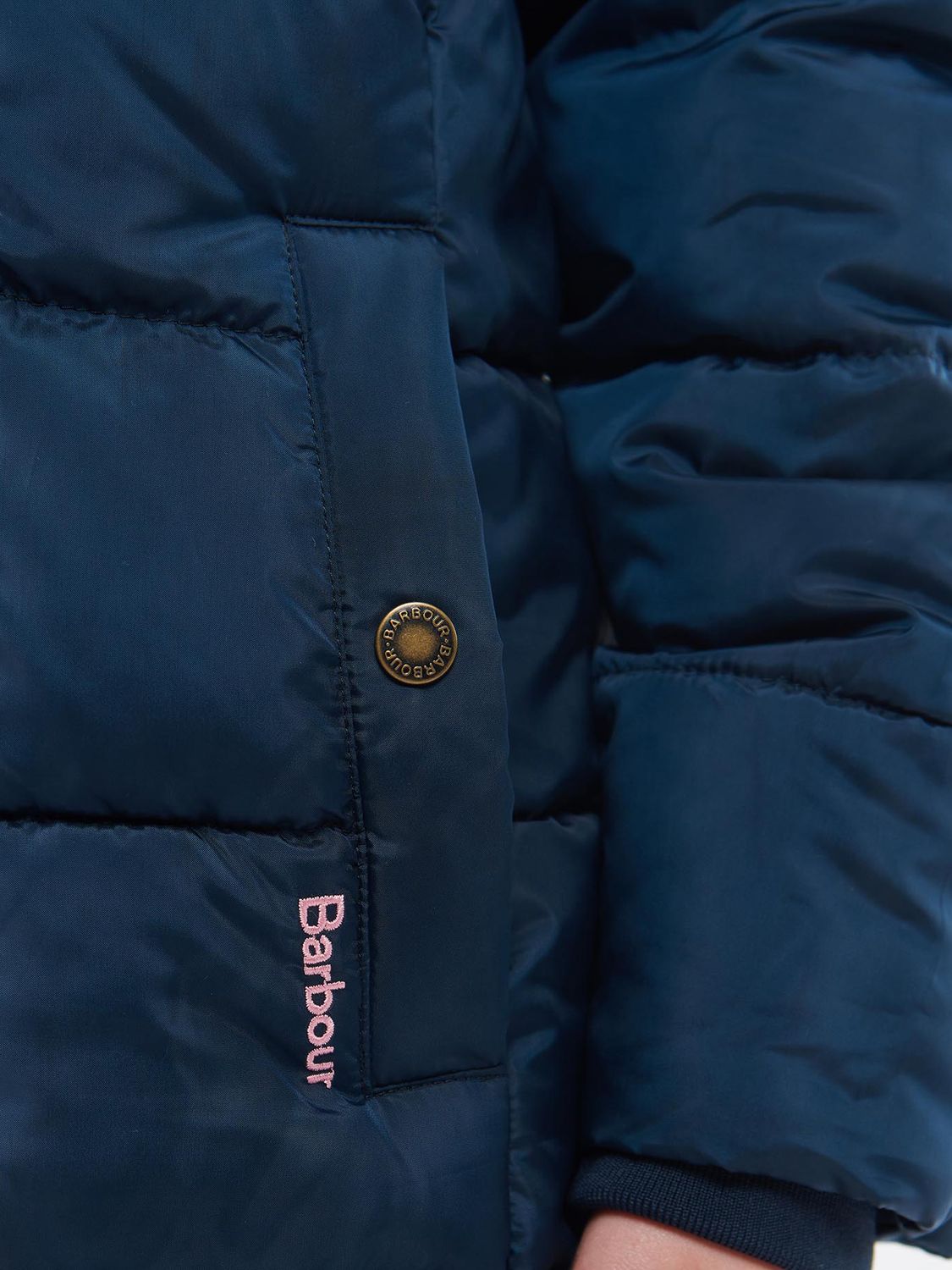 Barbour Kids' Rosoman Quilted Jacket, Blue Navy at John Lewis & Partners