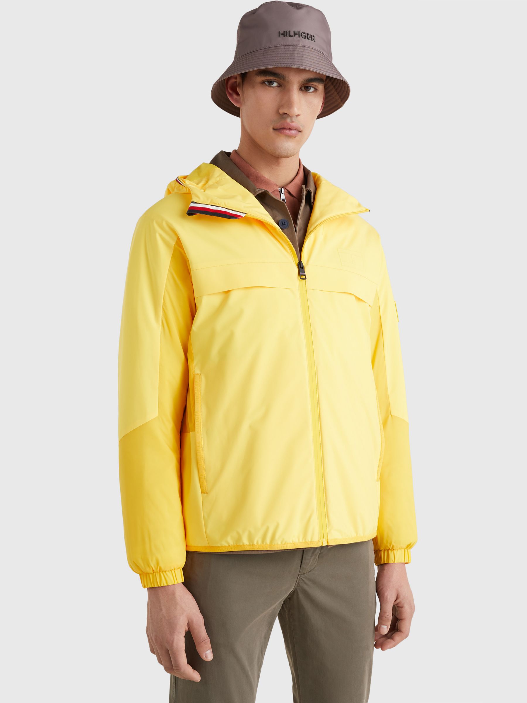 Tommy Hilfiger Tech Hooded Jacket, Warm Yellow at John Lewis & Partners