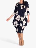 chesca Watercolour Floral Cocoon Dress, Navy/Multi