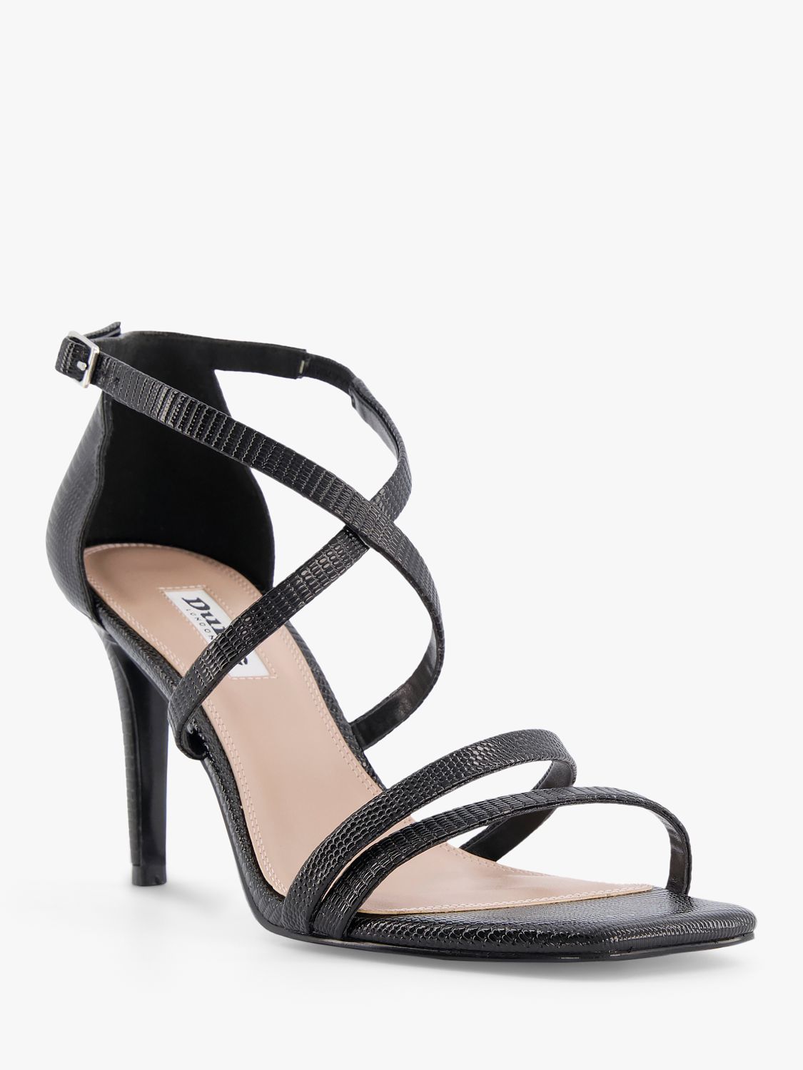 Dune Musical Strappy Stiletto Black at Lewis Partners