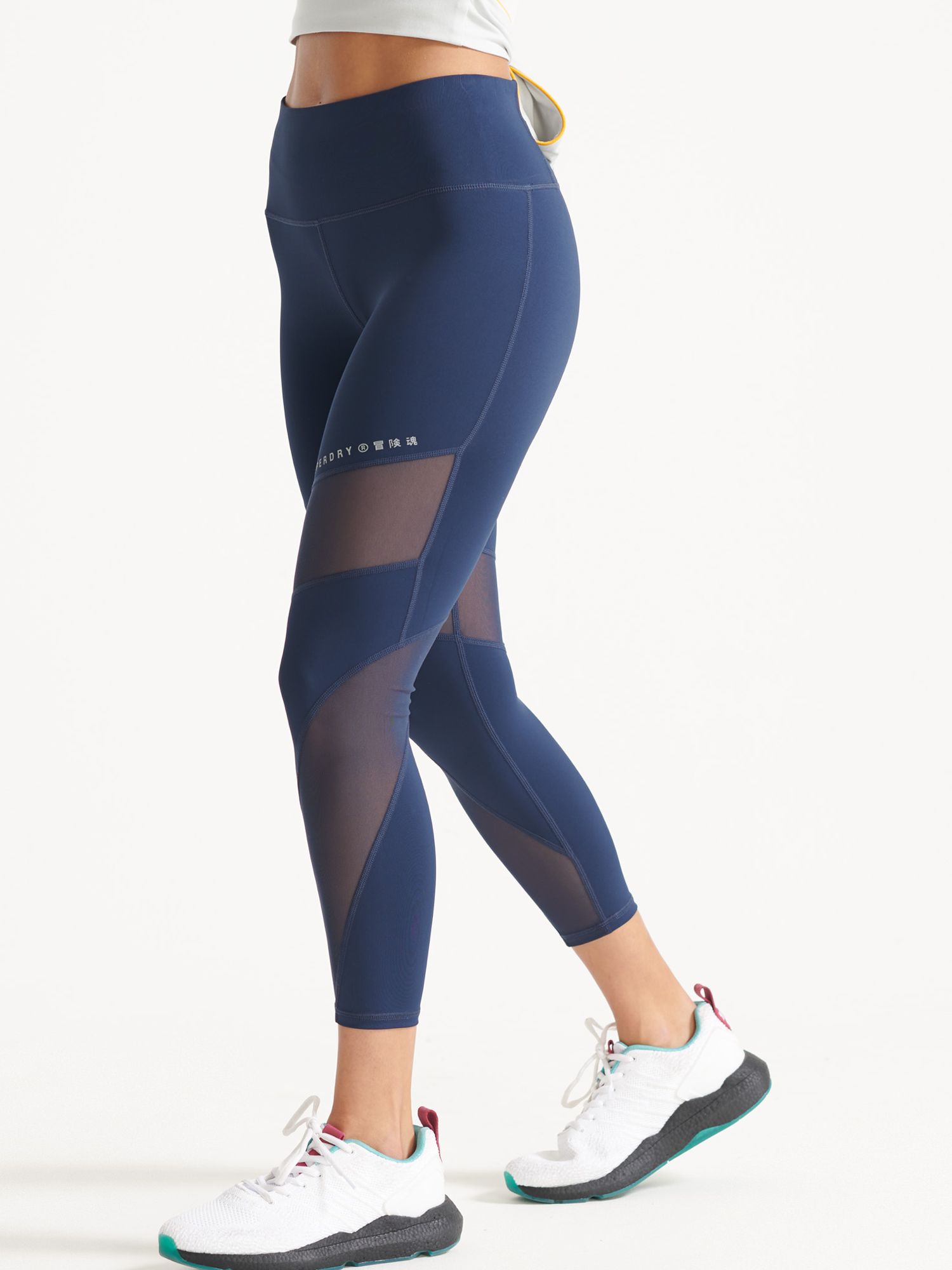 Superdry Training Mesh 7/8 Gym Leggings, Richest Navy at John Lewis ...