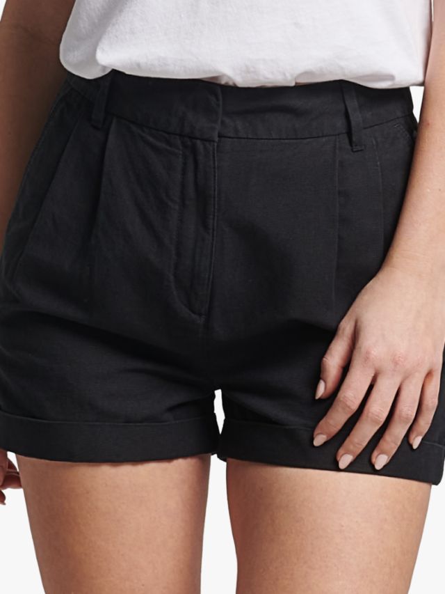 Superdry Studios Linen Blend Shorts, Black, 8