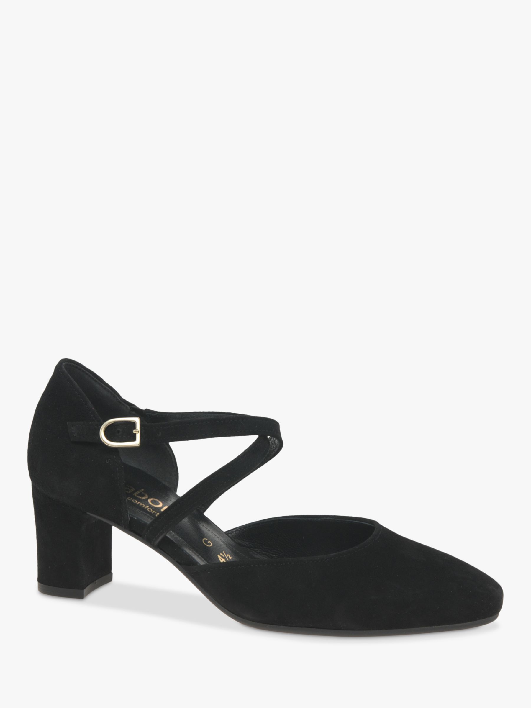 Gabor Alexis Wide Fit Suede Court Shoes, Black at John Lewis & Partners