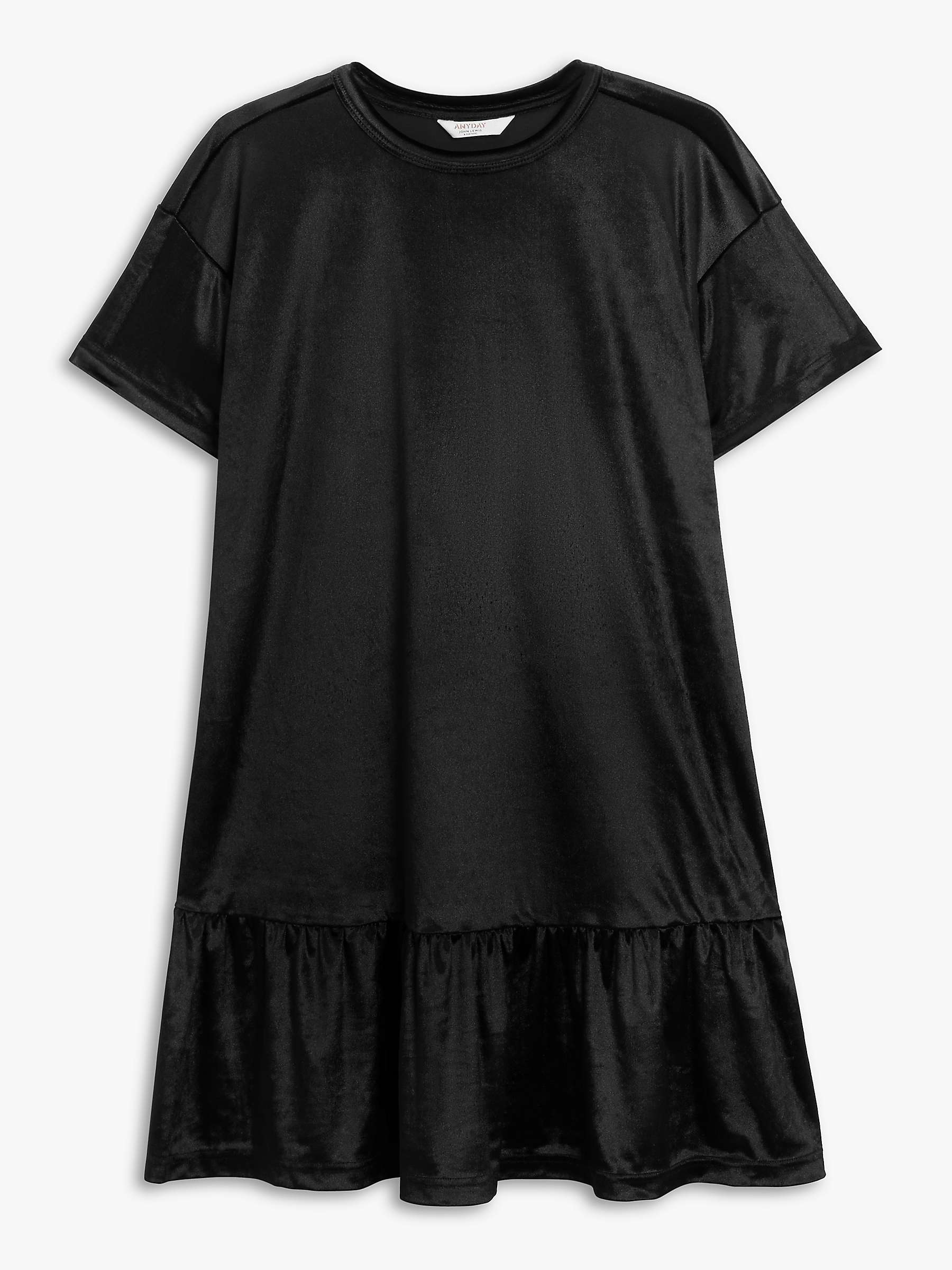 Buy John Lewis ANYDAY Plain Velvet Short Sleeve Ruffle Hem Mini Dress Online at johnlewis.com