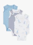 John Lewis Premature Baby GOTS Organic Cotton Giraffe Star Stripe Bodysuit, Pack of 3, Blue