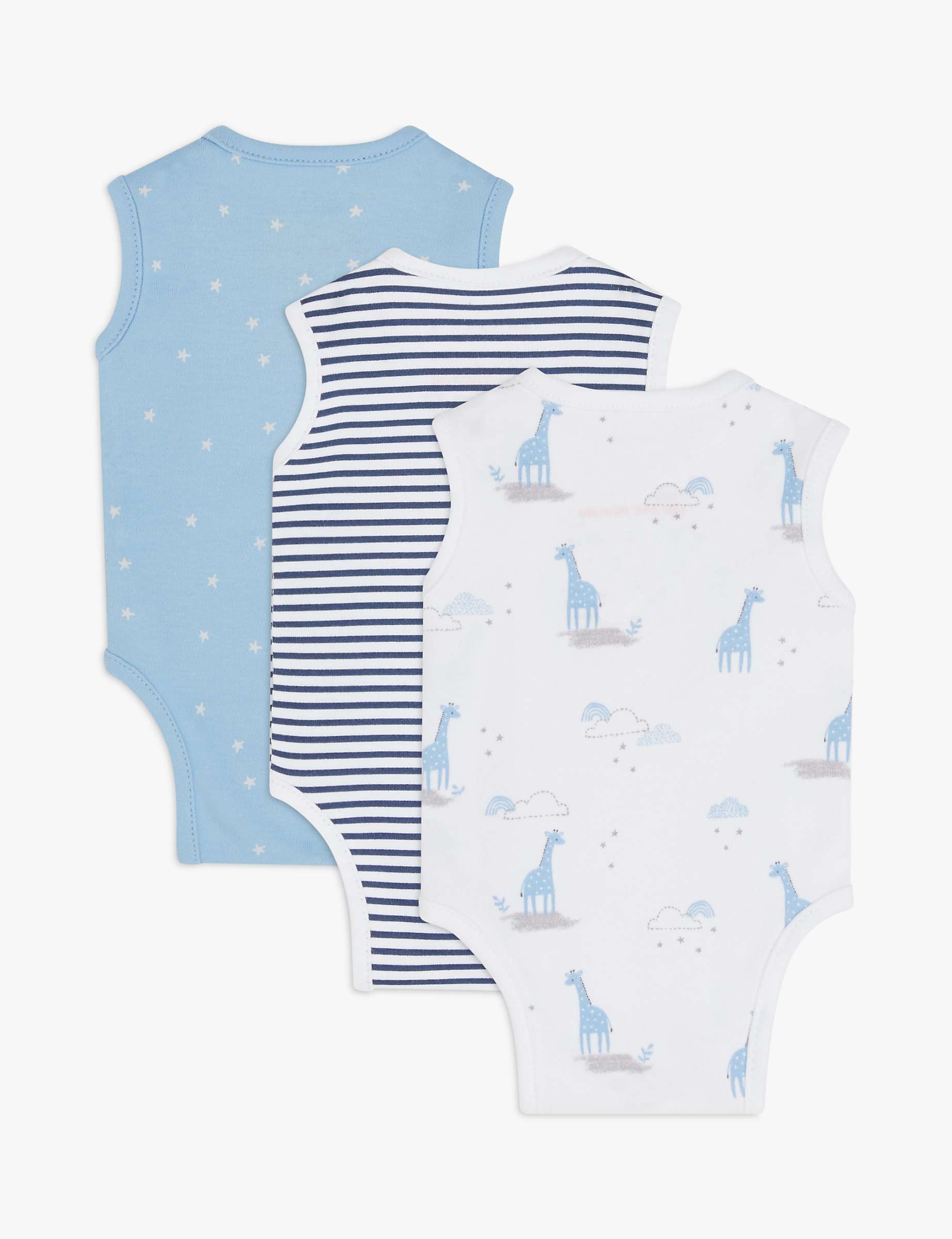 Buy John Lewis Premature Baby GOTS Organic Cotton Giraffe Star Stripe Bodysuit, Pack of 3 Online at johnlewis.com