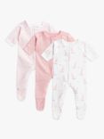 John Lewis Premature Baby GOTS Organic Cotton Giraffe Sleepsuit, Pack of 3, Pink