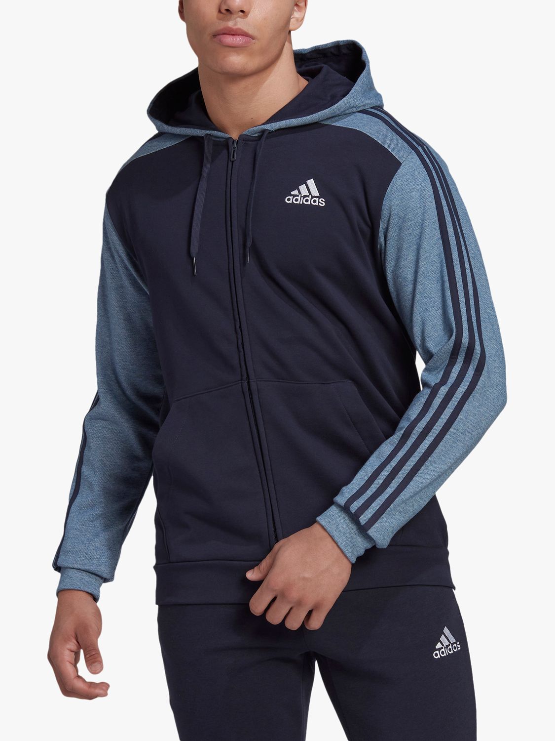 adidas Essentials Mélange French Terry Full-Zip Hoodie at John Lewis ...