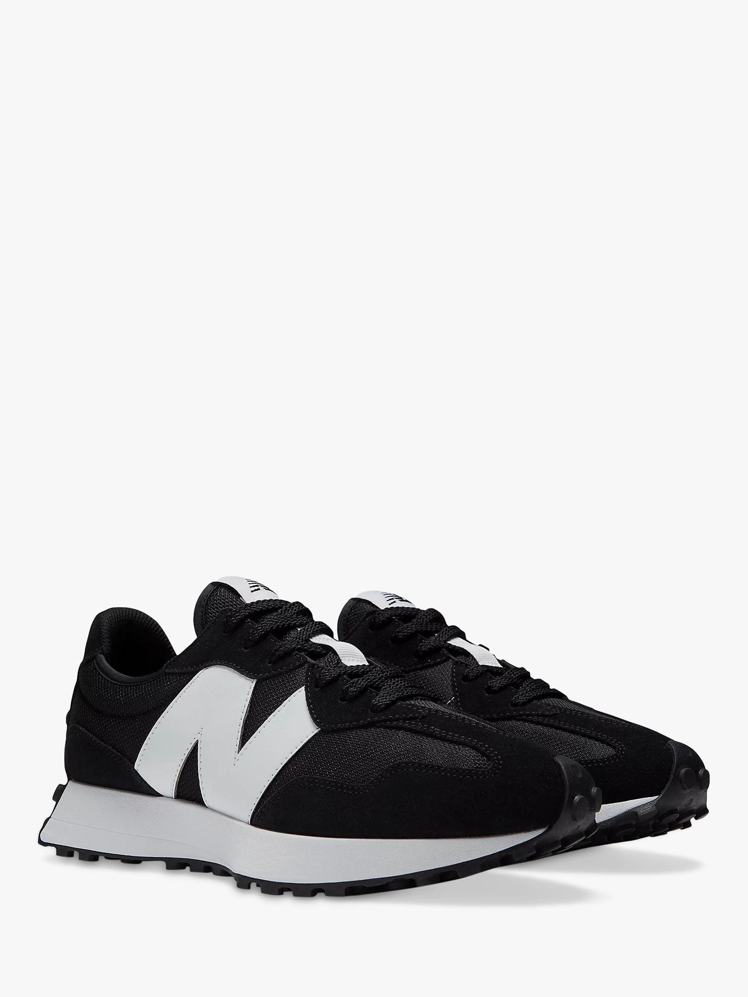New Balance 327 Men's Suede Lace Up Trainers, Black at John Lewis ...